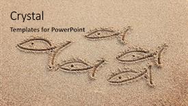  Presentation with religious symbols - Presentation theme with religious symbols - flock of fishes drawn background and a coral colored foreground