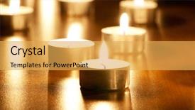  Presentation with religious symbols - PPT theme featuring religious symbols - many burning candles with shallow background and a yellow colored foreground
