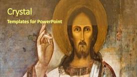  Presentation with religious symbols - Audience pleasing PPT theme consisting of religious symbols - this icon is dated cca backdrop and a tawny brown colored foreground