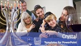  Presentation with chanukah - Cool new presentation design with religious three candles - jewish family celebrating chanukah backdrop and a ocean colored foreground