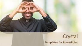  Presentation with special education young adult man - Amazing slide set having religious visioning - adult hispanic catholic priest man backdrop and a lemonade colored foreground