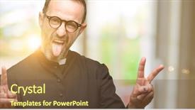  Presentation with religion - Slide set with religious visioning - priest religion man looking background and a tawny brown colored foreground