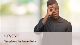  Presentation with eye african american models - Beautiful slides featuring religious visioning - young african american priest man backdrop and a  colored foreground