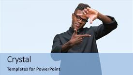  Presentation with african american - Beautiful PPT theme featuring religious visioning - young african american priest man backdrop and a  colored foreground