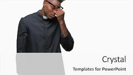  Presentation with frustration - Colorful presentation design enhanced with religious visioning - young african american priest man backdrop and a  colored foreground