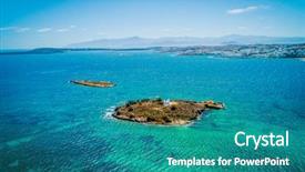  Presentation with sea water - Colorful PPT layouts enhanced with religious water cross - high aerial view backdrop and a teal colored foreground