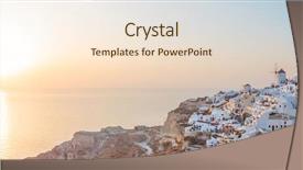  Presentation with santorini - Colorful PPT theme enhanced with religious water cross - view on oia in santorini backdrop and a  colored foreground