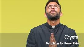  Presentation with catholic pray - Beautiful slides featuring religious worry - adult hispanic catholic priest man backdrop and a  colored foreground