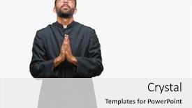  Presentation with praying hands - Colorful PPT layouts enhanced with religious worry - adult hispanic catholic priest man backdrop and a  colored foreground