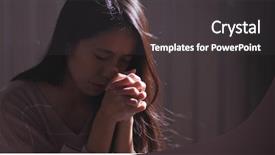  Presentation with christian women - Slide set consisting of religious worry - christian women praying background and a dark gray colored foreground