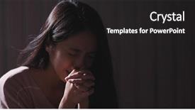  Presentation with christian women - PPT theme having religious worry - christian women praying background and a dark gray colored foreground