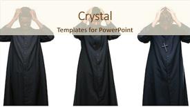  Presentation with christian - Audience pleasing slides consisting of religious worry - collage of christian priest men backdrop and a  colored foreground