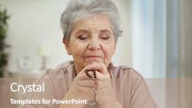  Presentation with rosary - PPT layouts having religious worry - elderly woman with rosary beads background and a coral colored foreground