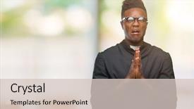  Presentation with african american religion - Slides enhanced with religious worry - young african american priest man background and a  colored foreground