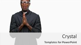  Presentation with african american religion - Presentation with religious worry - young african american priest man background and a white colored foreground