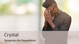  Presentation with african american religion - PPT layouts enhanced with religious worry - young african american priest man background and a soft green colored foreground