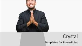  Presentation with catholic - PPT layouts featuring religious worry - young catholic christian priest man background and a light gray colored foreground