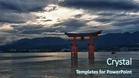  Presentation with shinto - PPT theme consisting of religius - great floating gate o-torii background and a tawny brown colored foreground