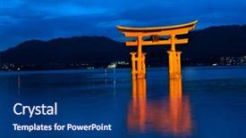 Presentation with shinto - Presentation theme enhanced with religius - great floating gate o-torii background and a navy blue colored foreground