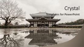  Presentation with japan - Theme having religius - nara japan at todaiji temple background and a lemonade colored foreground
