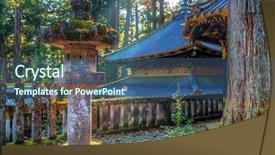 Presentation with temple - Audience pleasing slides consisting of religius - nikko toshogu shrine temple backdrop and a ocean colored foreground