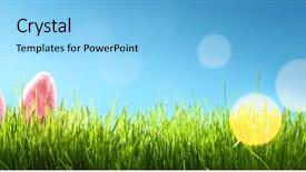  Presentation with bunny - Cool new slide set with religous - easter bunny ears in grass backdrop and a light blue colored foreground