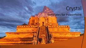  Presentation with chiang mai - Presentation theme consisting of religous - wat chedi luang in chiang background and a teal colored foreground