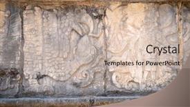  Presentation with mayan - Slide set featuring reljef - ancient mayan stone relief representing background and a soft green colored foreground