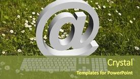  Presentation with green thumb garden - Theme having business relocation - internet 'at' sign and modern background and a tawny brown colored foreground