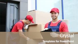  Presentation with fight two boxer boxing - Amazing slides having relocation building - two male workers with heavy backdrop and a coral colored foreground