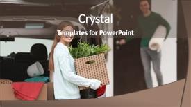  Presentation with moving - Amazing slide set having relocation building - young couple unloading their car backdrop and a tawny brown colored foreground