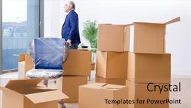  Presentation with body language at workplace - Amazing presentation theme having relocation company - aged businessman moving to new backdrop and a  colored foreground