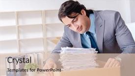  Presentation with company - Slide deck enhanced with relocation company - young man employee with boxes background and a lemonade colored foreground