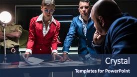  Presentation with confession - Presentation theme having reluctant suspect at the police background and a navy blue colored foreground