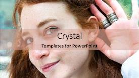  Presentation with neural network streets - PPT theme featuring relying on hand-ear listening background and a coral colored foreground