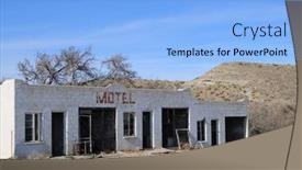  Presentation with texas - Theme enhanced with remains of a motel on a rural desert road in texas background and a light blue colored foreground