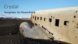  Presentation with crash - Beautiful presentation theme featuring remains-of-an-old-crash backdrop and a light blue colored foreground