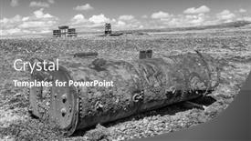  Presentation with decay - PPT layouts with remains-of-ancient-rusty-mining background and a gray colored foreground