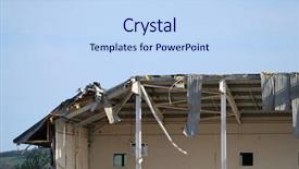  Presentation with storm damage - Colorful presentation theme enhanced with remains of storm damaged building backdrop and a sky blue colored foreground