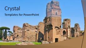  Presentation with rome - PPT theme having remains of the bath background and a light blue colored foreground