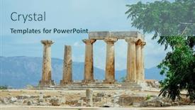  Presentation with corinth - Slide deck featuring remains-of-the-famous-temple background and a light blue colored foreground