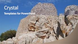  Presentation with knights - Audience pleasing presentation theme consisting of remains of the medieval crusader backdrop and a teal colored foreground