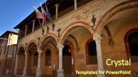  Presentation with destination - Amazing slide deck having remains of the roman era backdrop and a tawny brown colored foreground