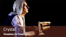  Presentation with writing style - Presentation design with rembrandt-style-or-renaissance-portrait background and a tawny brown colored foreground