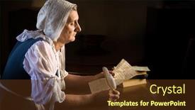  Presentation with writing style - Slide deck featuring rembrandt-style-or-renaissance-portrait background and a tawny brown colored foreground