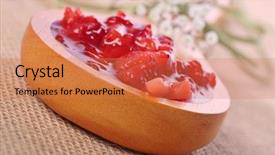  Presentation with strawberry - PPT theme featuring remedies free - homemade strawberry and honey facemask background and a coral colored foreground