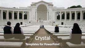  Presentation with cemetery - Amazing PPT theme having rememberance - tomb of the unknown soldier backdrop and a violet colored foreground