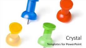  Presentation with note - Beautiful presentation theme featuring reminder note - colorful push pins set backdrop and a white colored foreground