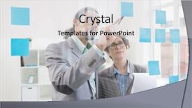  Presentation with notepaper - Colorful slide deck enhanced with reminder on blue notepaper backdrop and a light gray colored foreground