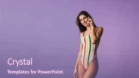  Presentation with cheerful stylish city girl using - PPT theme consisting of reminiscence summer - cheerful young girl wearing swimsuit background and a coral colored foreground